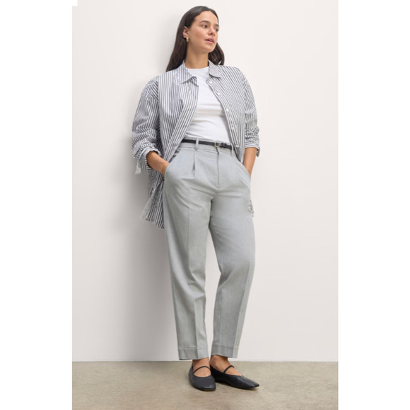Everlane The TENCEL Way-High Taper Pant Gray Size 4 NWT High Waist Pleated - Picture 1 of 14